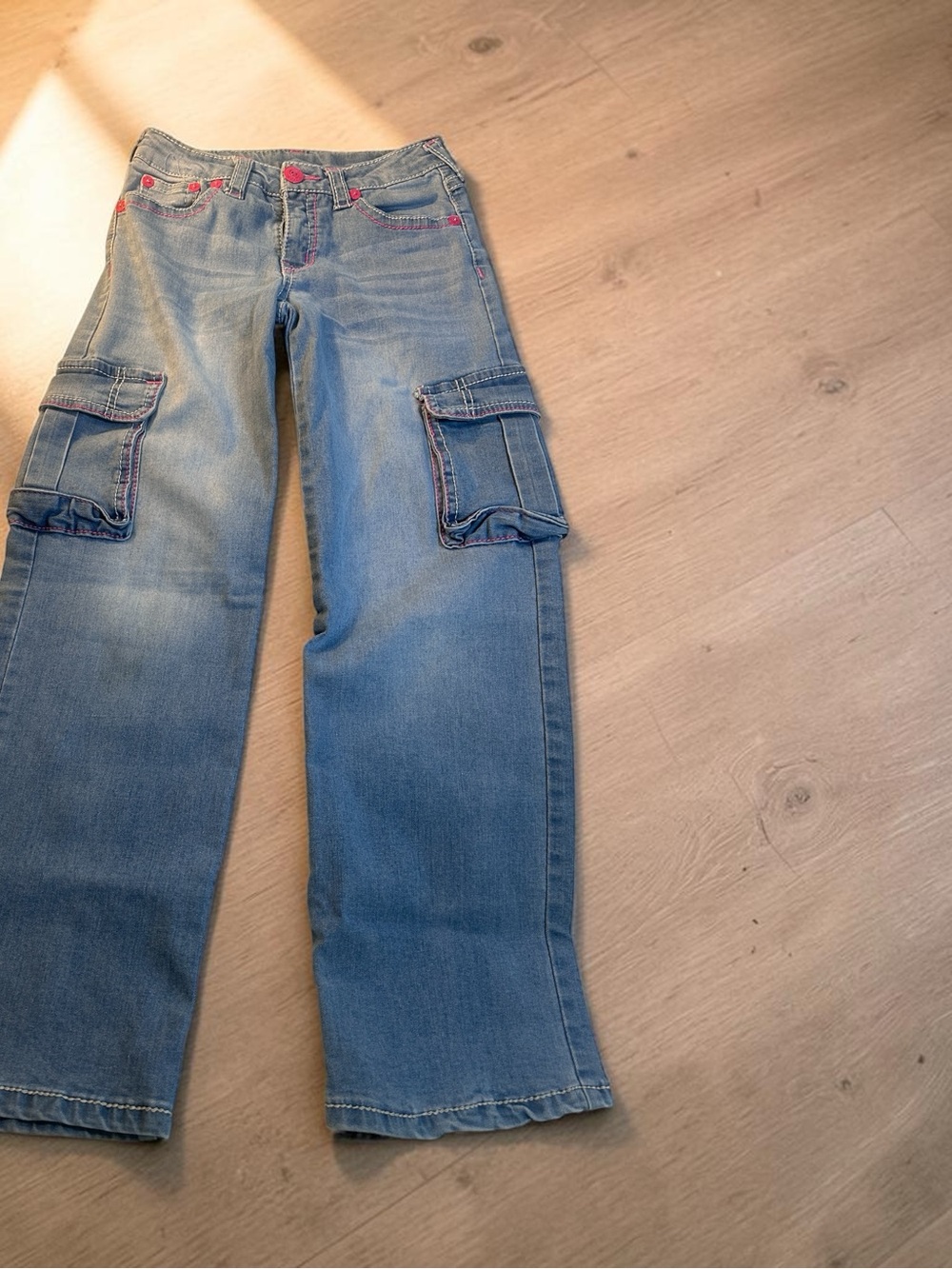 Girl’s True Religion Pink Stitch Cargo Denim Pants - 12